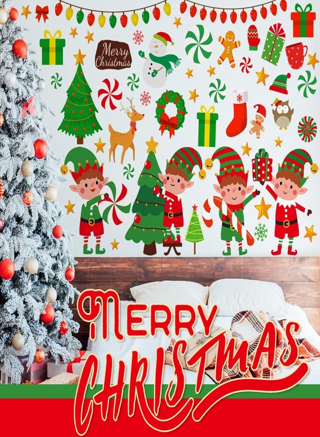 Resholder 131 Pcs 6 Sheets Christmas Elf Stickers Christmas Wall Elf Window Clings Xmas Window Films Home Decorations for Winter Holiday Classroom Office Party Supplies - Image 4